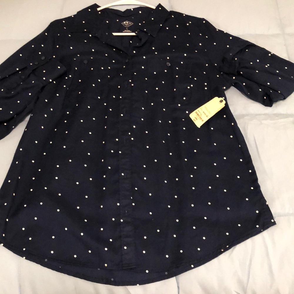 NWT Navy Polka Dot Blouse